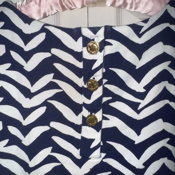 Lilly Pulitzer Navy & White I Got Lucky Bird Charlene Chevron Shift Dress S - Picture 15 of 15